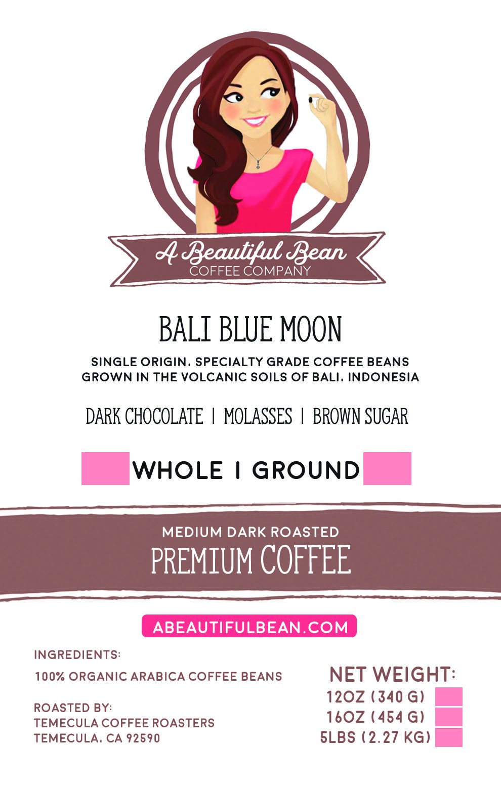 Indonesian coffee bean label for subscription coffee